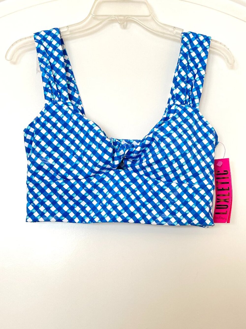 Lilly Pulitzer Luxletic Sports Bra Top Calusa Boca Blue Double Checking Medium - Picture 3 of 13